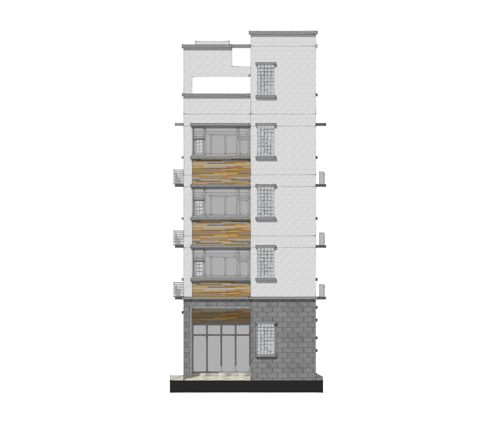 南向立面展開陽台與開口｜設計模擬